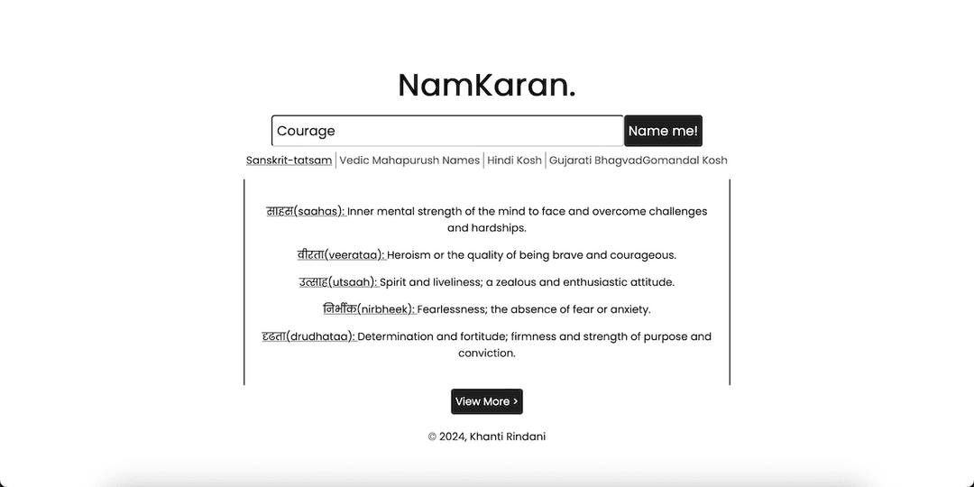 Namkaran - Naming Suggestion Service
